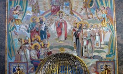 Hlavní oltář - návrh mozaiky od Jano Koehlera